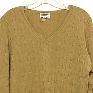 Charter Club Cashmere Cable Knit Sweater Womens XL Tan Preppy Academia Career